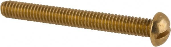 Value Collection - #8-32 UNC, 1-1/2" Length Under Head Slotted Drive Machine Screw - Round Head, Brass, Without Washer - Benchmark Tooling