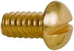 Value Collection - #10-24 UNC, 3/8" Length Under Head Slotted Drive Machine Screw - Round Head, Brass, Without Washer - Benchmark Tooling