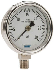 Wika - 2-1/2" Dial, 1/4 Thread, 0-30 Scale Range, Pressure Gauge - Lower Connection Mount, Accurate to 2-1-2% of Scale - Benchmark Tooling