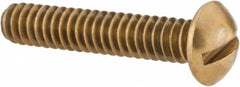 Value Collection - #10-24 UNC, 1" Length Under Head Slotted Drive Machine Screw - Round Head, Brass, Without Washer - Benchmark Tooling