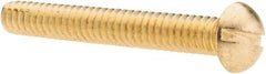 Value Collection - #10-24 UNC, 1-1/2" Length Under Head Slotted Drive Machine Screw - Round Head, Brass, Without Washer - Benchmark Tooling