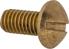Value Collection - #10-32 UNF, 3/8" Length Under Head Slotted Drive Machine Screw - Round Head, Brass, Without Washer - Benchmark Tooling