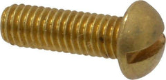 Value Collection - #10-32 UNF, 5/8" Length Under Head Slotted Drive Machine Screw - Round Head, Brass, Without Washer - Benchmark Tooling