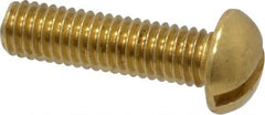 Value Collection - #10-32 UNF, 3/4" Length Under Head Slotted Drive Machine Screw - Round Head, Brass, Without Washer - Benchmark Tooling