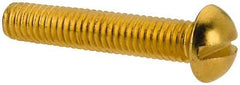 Value Collection - #10-32 UNF, 1" Length Under Head Slotted Drive Machine Screw - Round Head, Brass, Without Washer - Benchmark Tooling