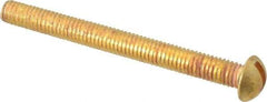 Value Collection - #10-32 UNF, 2" Length Under Head Slotted Drive Machine Screw - Round Head, Brass, Without Washer - Benchmark Tooling