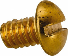 Value Collection - 1/4-20 UNC, 3/8" Length Under Head Slotted Drive Machine Screw - Round Head, Brass, Uncoated, Without Washer - Benchmark Tooling