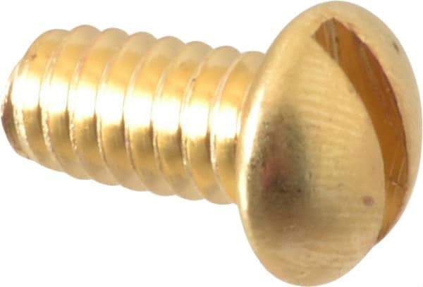 Value Collection - 1/4-20 UNC, 1/2" Length Under Head Slotted Drive Machine Screw - Round Head, Brass, Without Washer - Benchmark Tooling