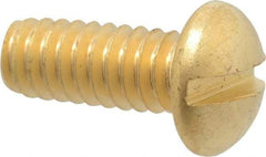 Value Collection - 1/4-20 UNC, 5/8" Length Under Head Slotted Drive Machine Screw - Round Head, Brass, Without Washer - Benchmark Tooling