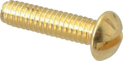 Value Collection - 1/4-20 UNC, 1" Length Under Head Slotted Drive Machine Screw - Round Head, Brass, Without Washer - Benchmark Tooling