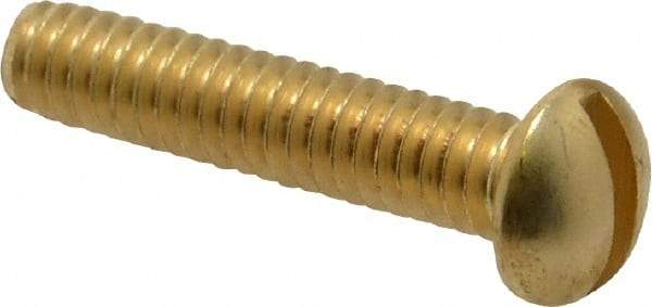 Value Collection - 1/4-20 UNC, 1-1/4" Length Under Head Slotted Drive Machine Screw - Round Head, Brass, Without Washer - Benchmark Tooling