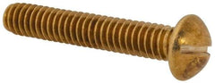 Value Collection - 1/4-20 UNC, 1-1/2" Length Under Head Slotted Drive Machine Screw - Round Head, Brass, Without Washer - Benchmark Tooling