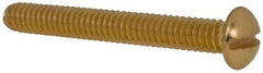 Value Collection - 1/4-20 UNC, 2" Length Under Head Slotted Drive Machine Screw - Round Head, Brass, Without Washer - Benchmark Tooling