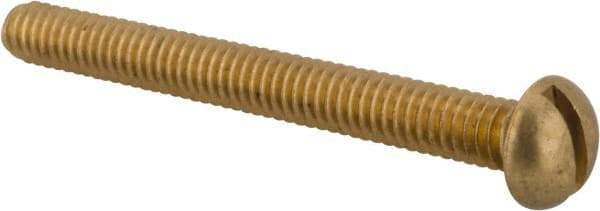 Value Collection - 1/4-20 UNC, 2-1/2" Length Under Head Slotted Drive Machine Screw - Round Head, Brass, Without Washer - Benchmark Tooling