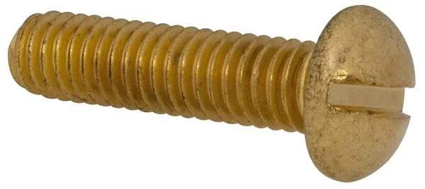 Made in USA - 5/16-18 UNC, 1-1/4" Length Under Head Slotted Drive Machine Screw - Round Head, Brass, Uncoated, Without Washer - Benchmark Tooling