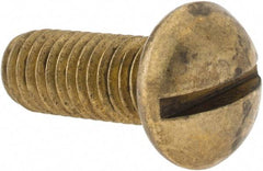 Made in USA - 3/8-16 UNC, 1" Length Under Head Slotted Drive Machine Screw - Round Head, Brass, Uncoated, Without Washer - Benchmark Tooling