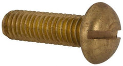 Made in USA - 3/8-16 UNC, 1-1/4" Length Under Head Slotted Drive Machine Screw - Round Head, Brass, Uncoated, Without Washer - Benchmark Tooling