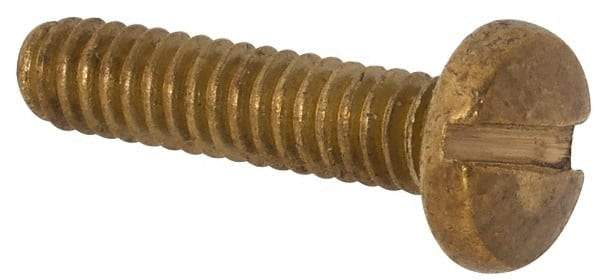 Made in USA - #2-56 UNC, 3/8" Length Under Head Slotted Drive Machine Screw - Binding Head, Brass, Uncoated, Without Washer - Benchmark Tooling
