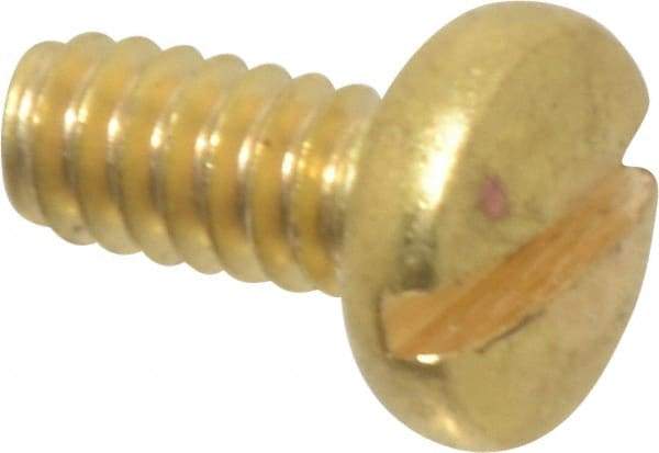 Made in USA - #4-40 UNC, 1/4" Length Under Head Slotted Drive Machine Screw - Binding Head, Brass, Uncoated, Without Washer - Benchmark Tooling