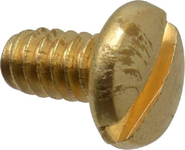 Made in USA - #6-32 UNC, 1/4" Length Under Head Slotted Drive Machine Screw - Binding Head, Brass, Uncoated, Without Washer - Benchmark Tooling