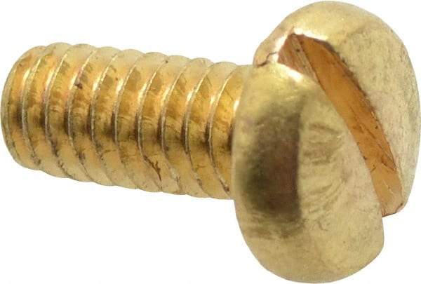 Made in USA - #8-32 UNC, 3/8" Length Under Head Slotted Drive Machine Screw - Binding Head, Brass, Uncoated, Without Washer - Benchmark Tooling
