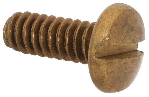 Value Collection - #10-24 UNC, 1/2" Length Under Head Slotted Drive Machine Screw - Binding Head, Brass, Uncoated, Without Washer - Benchmark Tooling