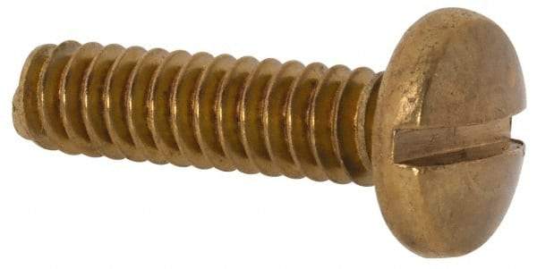 Value Collection - #10-24 UNC, 3/4" Length Under Head Slotted Drive Machine Screw - Binding Head, Brass, Uncoated, Without Washer - Benchmark Tooling
