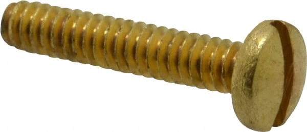 Value Collection - #10-24 UNC, 1" Length Under Head Slotted Drive Machine Screw - Binding Head, Brass, Uncoated, Without Washer - Benchmark Tooling