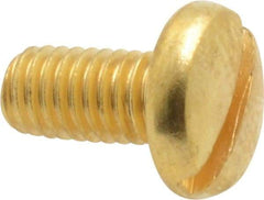 Value Collection - #10-32 UNF, 3/8" Length Under Head Slotted Drive Machine Screw - Binding Head, Brass, Uncoated, Without Washer - Benchmark Tooling