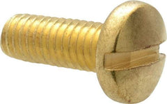 Value Collection - #10-32 UNF, 1/2" Length Under Head Slotted Drive Machine Screw - Binding Head, Brass, Uncoated, Without Washer - Benchmark Tooling