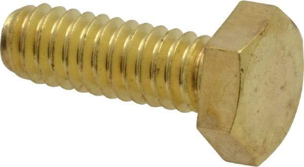 Value Collection - 1/4-20 UNC, 3/4" Length Under Head Hex Head Cap Screw - Brass, 7/16" Hex - Benchmark Tooling