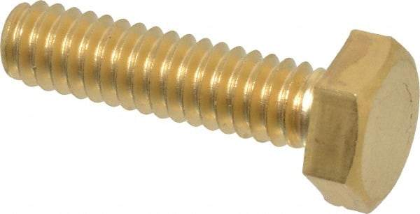 Value Collection - 5/16-18 UNC 1-3/4" Length Under Head Hex Head Cap Screw - Fully Threaded, Grade 8 Brass, Uncoated, 5/16" Hex - Benchmark Tooling