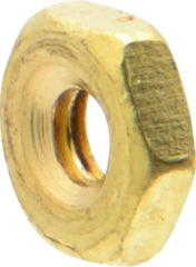 Value Collection - #2-56 UNC Brass Right Hand Machine Screw Hex Nut - 3/16" Across Flats, 1/16" High, Uncoated - Benchmark Tooling