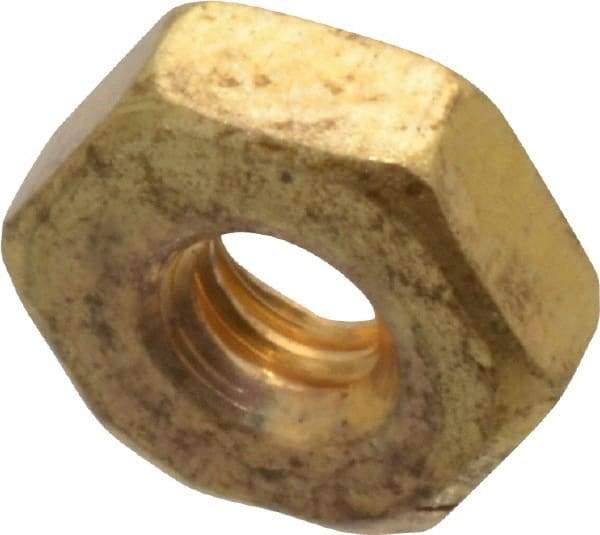 Value Collection - #4-40 UNC Brass Right Hand Machine Screw Hex Nut - 1/4" Across Flats, 3/32" High, Uncoated - Benchmark Tooling