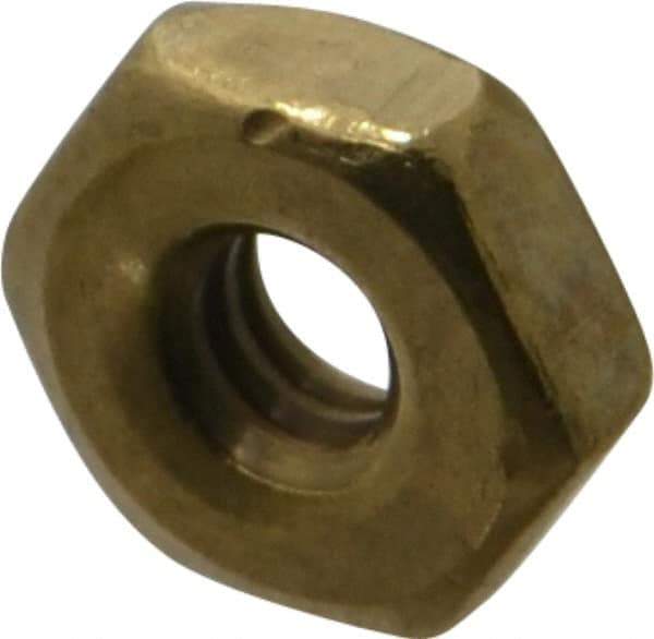 Value Collection - #6-32 UNC Brass Right Hand Machine Screw Hex Nut - 5/16" Across Flats, 7/64" High, Uncoated - Benchmark Tooling