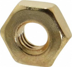 Value Collection - #8-32 UNC Brass Right Hand Machine Screw Hex Nut - 11/32" Across Flats, 1/8" High, Uncoated - Benchmark Tooling