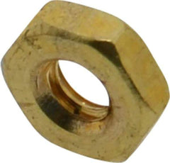 Value Collection - #10-24 UNC Brass Right Hand Machine Screw Hex Nut - 3/8" Across Flats, 1/8" High, Uncoated - Benchmark Tooling