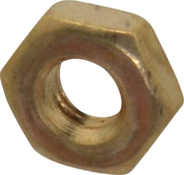 Value Collection - #10-32 UNF Brass Right Hand Machine Screw Hex Nut - 3/8" Across Flats, 1/8" High, Uncoated - Benchmark Tooling