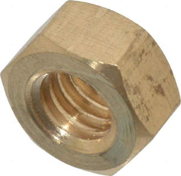 Value Collection - 5/16-18 UNC Brass Right Hand Hex Nut - 1/2" Across Flats, 17/64" High, Uncoated - Benchmark Tooling