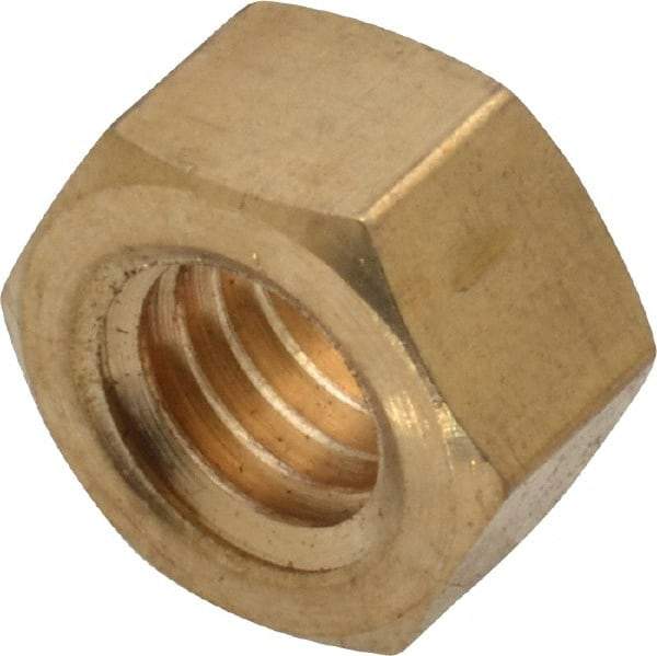 Value Collection - 3/8-16 UNC Brass Right Hand Hex Nut - 9/16" Across Flats, 21/64" High, Uncoated - Benchmark Tooling