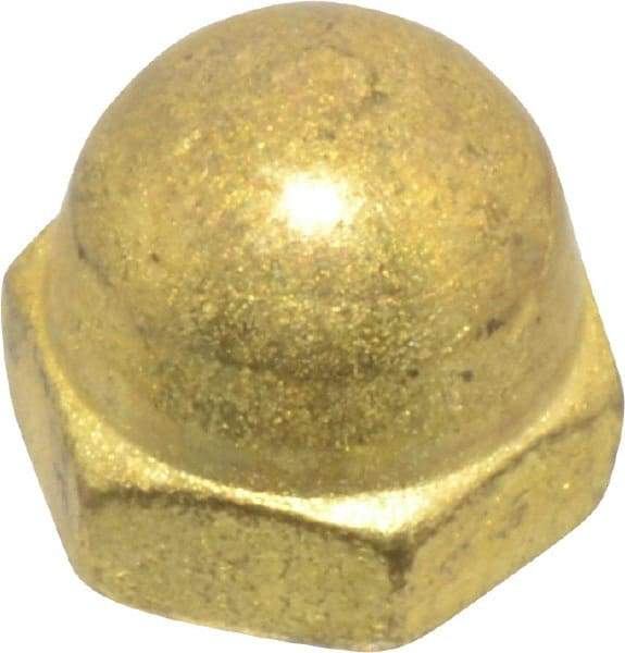 Value Collection - #6-32 UNC, 5/16" Width Across Flats, Uncoated, Brass Acorn Nut - 1/4" Overall Height - Benchmark Tooling