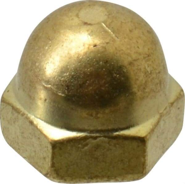 Value Collection - #8-32 UNC, 5/16" Width Across Flats, Uncoated, Brass Acorn Nut - 1/4" Overall Height - Benchmark Tooling