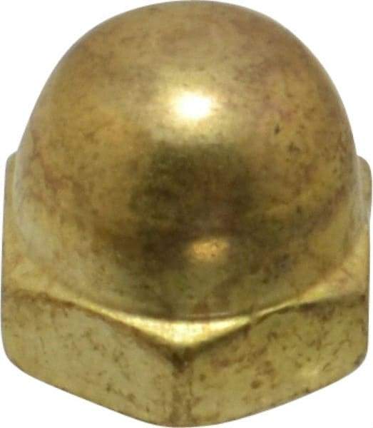 Value Collection - #10-24 UNC, 3/8" Width Across Flats, Uncoated, Brass Acorn Nut - 9/32" Overall Height - Benchmark Tooling