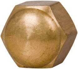 Value Collection - 1/2-13" UNC, 3/4" Width Across Flats, Uncoated, Brass Acorn Nut - 9/16" Overall Height - Benchmark Tooling