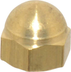 Value Collection - #10-32 UNF, 3/8" Width Across Flats, Uncoated, Brass Acorn Nut - 11/32" Overall Height - Benchmark Tooling