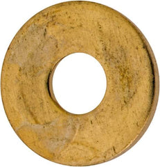 Value Collection - #6 Screw, Brass Standard Flat Washer - 0.147" ID x 3/8" OD, 0.032" Thick, Plain Finish - Benchmark Tooling