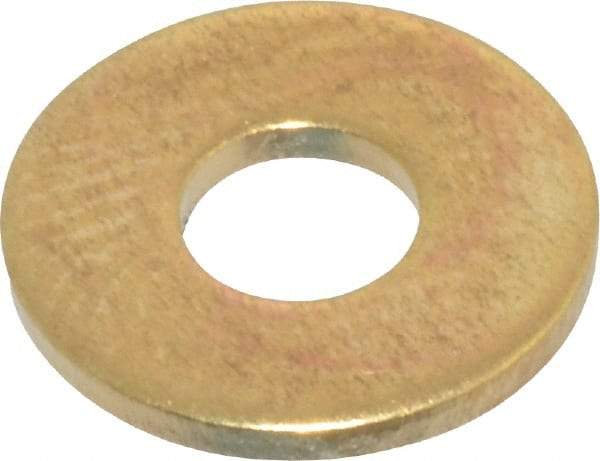Value Collection - #8 Screw, Brass Standard Flat Washer - 0.172" ID x 7/16" OD, 0.036" Thick, Plain Finish - Benchmark Tooling