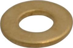 Value Collection - #10 Screw, Brass Standard Flat Washer - 0.2" ID x 7/16" OD, 0.036" Thick, Plain Finish - Benchmark Tooling