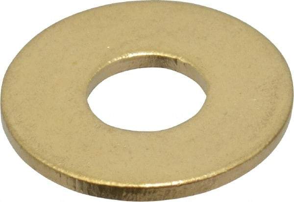 Value Collection - #10 Screw, Brass Standard Flat Washer - 0.2" ID x 1/2" OD, 0.04" Thick, Plain Finish - Benchmark Tooling