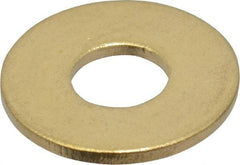 Value Collection - #10 Screw, Brass Standard Flat Washer - 0.2" ID x 1/2" OD, 0.04" Thick, Plain Finish - Benchmark Tooling